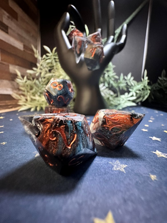 “Bronze Moon” 8 Piece Polyhedral Dice Set