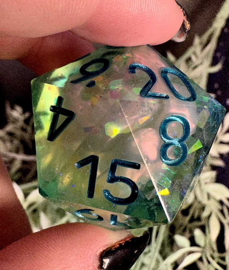 Lemon Lime Galaxy D20 Chonk