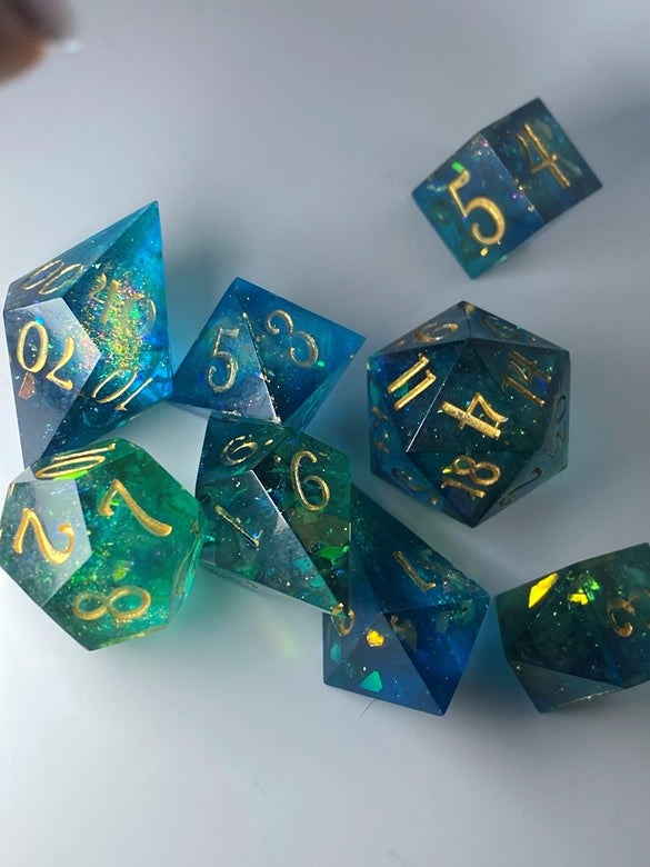 Light Through The Lagoon - 8 piece polyhedral dice set