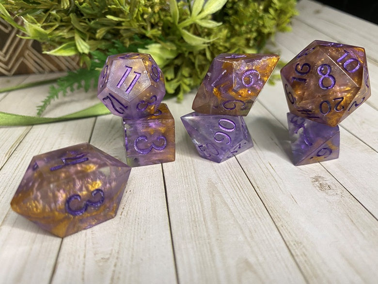 Peanut Butter and Jelly Nebulas-7 piece polyhedral dice set-large