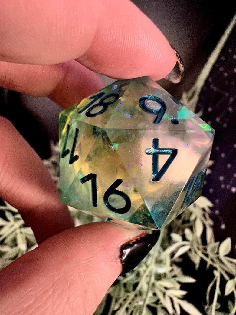 Lemon Lime Galaxy D20 Chonk