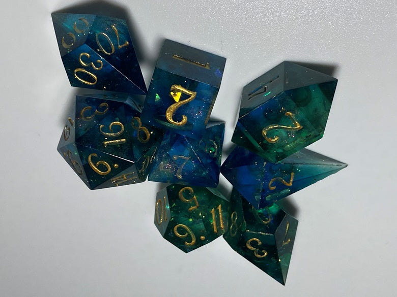 Light Through The Lagoon - 8 piece polyhedral dice set