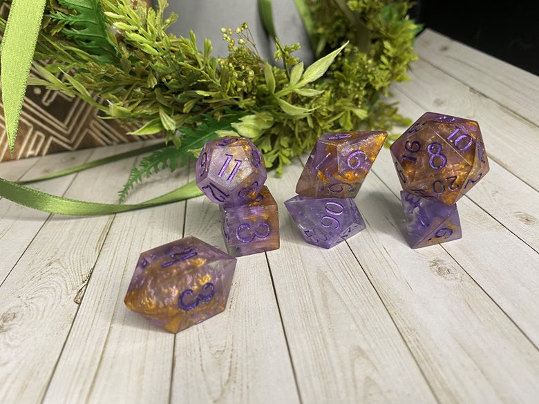 Peanut Butter and Jelly Nebulas-7 piece polyhedral dice set-large