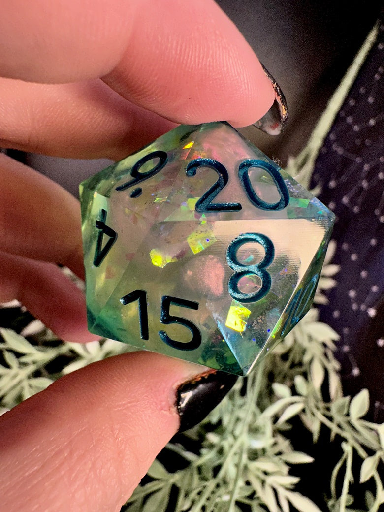 Lemon Lime Galaxy D20 Chonk