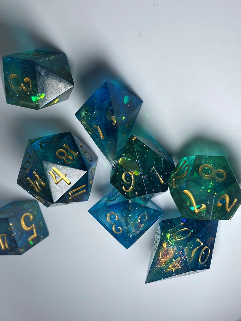 Light Through The Lagoon - 8 piece polyhedral dice set