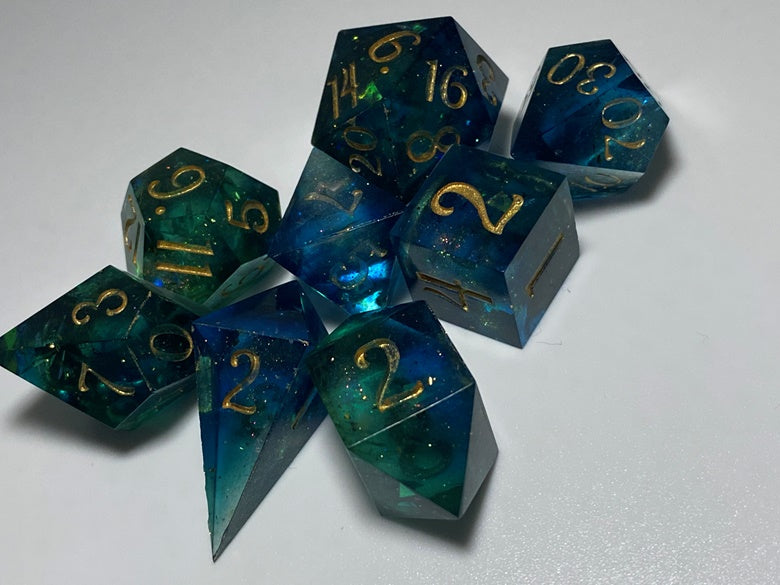 Light Through The Lagoon - 8 piece polyhedral dice set