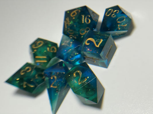 Light Through The Lagoon - 8 piece polyhedral dice set